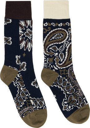 Navy & Khaki Bandana Socks