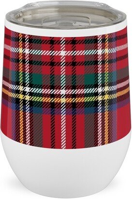 Travel Mugs: Royal Stewart Tartan Style Repeat Perfect For Christmas Stainless Steel Travel Tumbler, 12Oz, Red