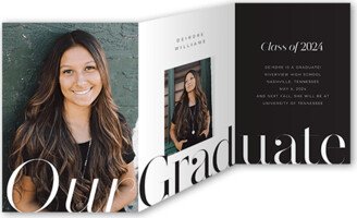 Graduation Announcements: Elegant Contrast Graduation Announcement, Black, Trifold, Pearl Shimmer Cardstock