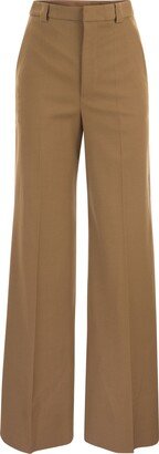 Wide Trousers In Viscose And Wool-AA