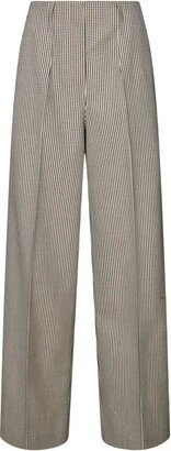 Houndstooth Wide-Leg Tailored Trousers