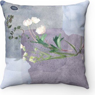 Boho Chic Pillow Cover, Pastel Wild Flowers, Color Blocks, Lavender, Blush Pink, Sky Blue Farmhouse, Country Watercolor, Couch Accent Pi