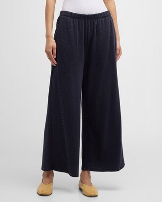 Petite Slubby Cropped Wide-Leg Pants