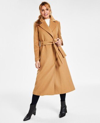 Women's Solid Belted Wool Coat, Created for Macy's