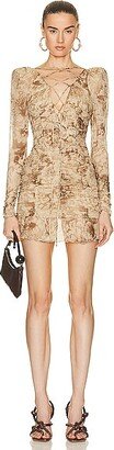 Georgette Mini Dress in Beige