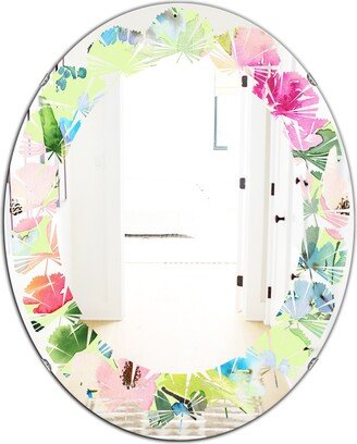 Designart 'Floral Botanical Retro IV' Printed Cottage Round or Oval Wall Mirror - Leaves