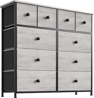 REAHOME 10 Drawer Steel Frame Bedroom Storage Organizer Dresser, Dark Taupe