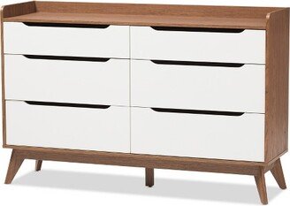 Brighton Mid-Century Modern Wood 6 Drawer Storage Dresser Brown