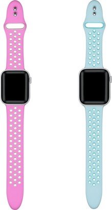 Breathable Sport 2-Pack Mint and Pink Silicone Bands for Apple Watch, 38mm-40mm - Mint, Pink