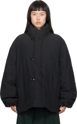 Black Stand Collar Puffer Jacket-AA