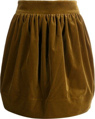 Green Lyrical Velvet Mini Skirt