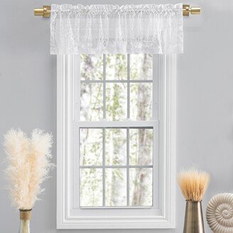 Woven Lace Rod Pocket w/Header Valance Curtain 54W x 14L