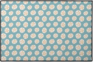 Door Mats: Sand Dollar Sea Shells Door Mat, Blue