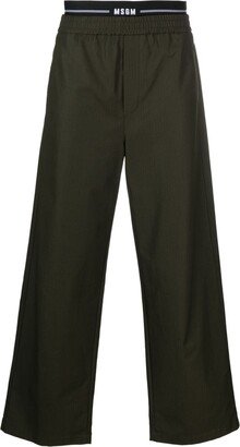 Logo-Waistband Cotton Tailored Trousers