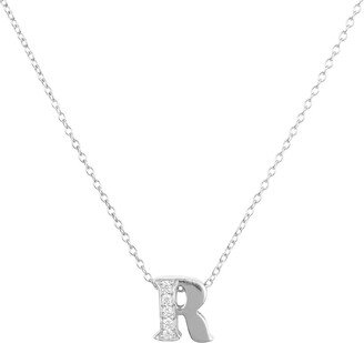 Latelita Diamond Initial Letter Pendant Necklace Silver R