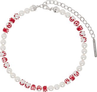 SSENSE Exclusive White YVMIN Edition Big Pearl Blood Necklace