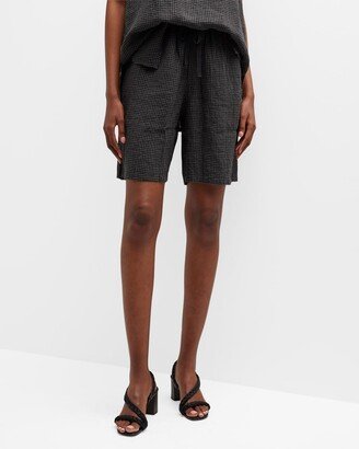 Puckered Check Bermuda Shorts