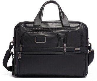 Alpha 3 Expandable Organizer Leather Laptop Briefcase