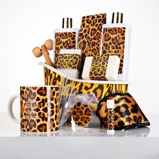 Lovery Bath & Body Gift Basket - 18pc Honey Almond Home Bath Pampering Package in Leopard Print