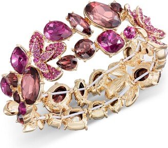 Gold-Tone Mixed Stone Flower Stretch Bracelet, Created for Macy's