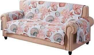 Reversible Beach Days Sofa Furniture Protector Slipcover Coral