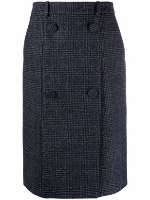 Checked Wool Midi Skirt