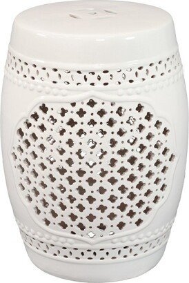 Sunnydaze Decor Sunnydaze Marrakesh Lattice Ceramic Decorative Garden Stool - 17.75 - White