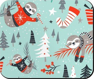 Mouse Pads: Slothy Holidays Mouse Pad, Rectangle Ornament, Multicolor