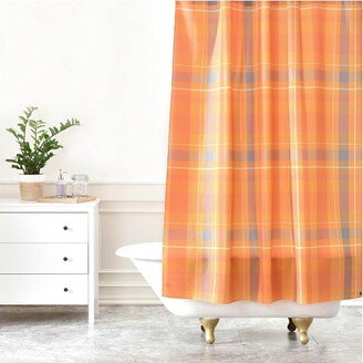 Allyson Johnson Fall Time Plaid Shower Curtain Pumpkin