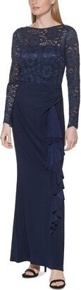 Womens Lace Sequined Evening Dress