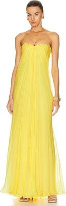 Draped Bustier Dress in Yellow