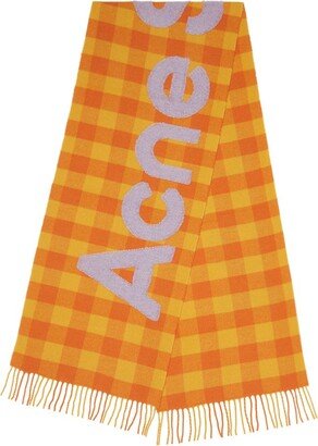 Checkered Logo Detailed Scarf