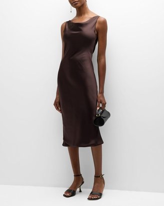 Maria Sleeveless Cowl-Neck Satin Midi Dress