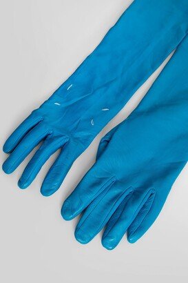 Woman Blue Gloves