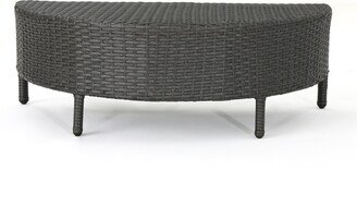 Newton Outdoor Half-Round Coffee Table - Wicker - Gray