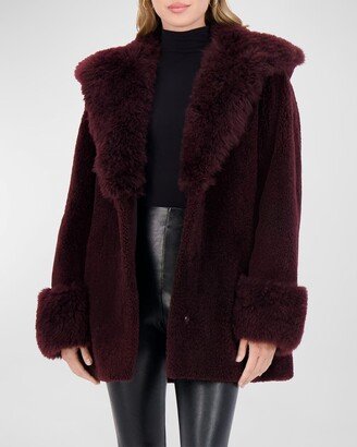 Cashmere Goat Fur Parka Jacket With Cashmere Goat Hood Trim And Cuffs