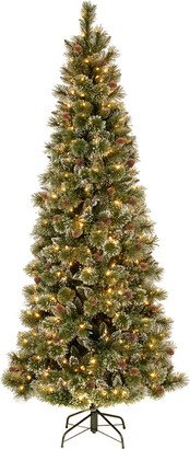 National Tree Company 7' Glistening Pine Pencil Slim Hinged Tree-AA