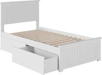 AFI Nantucket Twin Platform Bed with Matching Foot Board with 2 Urban Bed Drawers in White