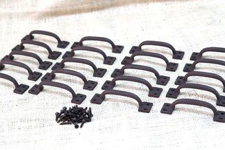 100 Cast Iron Drawer Pulls, Window Dark Rustic Brown, 4 Long, Cabinet Handles, Small