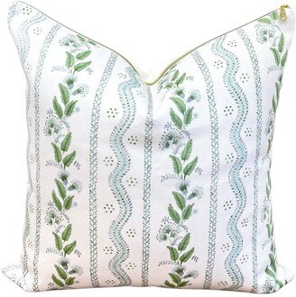 Cover Only | Emma Stripe Soft Blue & Green Designed By Danika Herrick Grandmillennial Accent Pillow