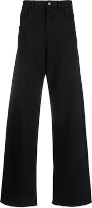 Logo-Embroidered Cotton Wide-Leg Trousers