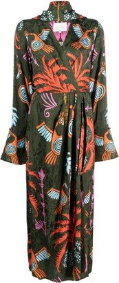 Unique Ecosystem wrap midi dress