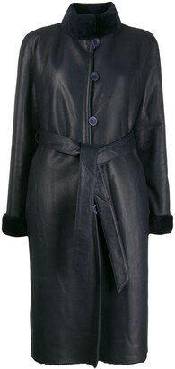 Shearling-Trimmed Belted Coat