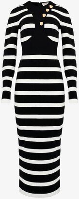 Women's Striped Pencil Dress In Blackivory