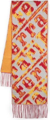 Logo Intarsia-Knit Fringe-Detailing Scarf