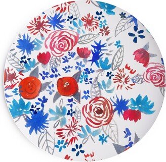 Salad Plates: Patriotic Watercolor Floral - Red White And Blue Salad Plate, Multicolor