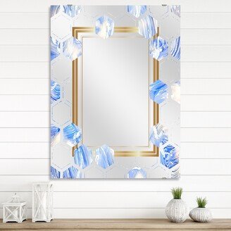 Designart 'Blue Abstract Pattern Oil Painting' Abstract Printed Wall Mirror