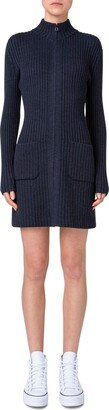 Rib Long Sleeve Virgin Wool Blend Sweater Dress