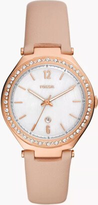 Fossil Outlet Ashtyn Three-Hand Date Pink Leather Watch