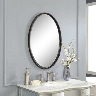 Sherise 32 X 22 Oval Vanity Bathroom Wall Mirror with Hand - Oil Rubbed Bronze